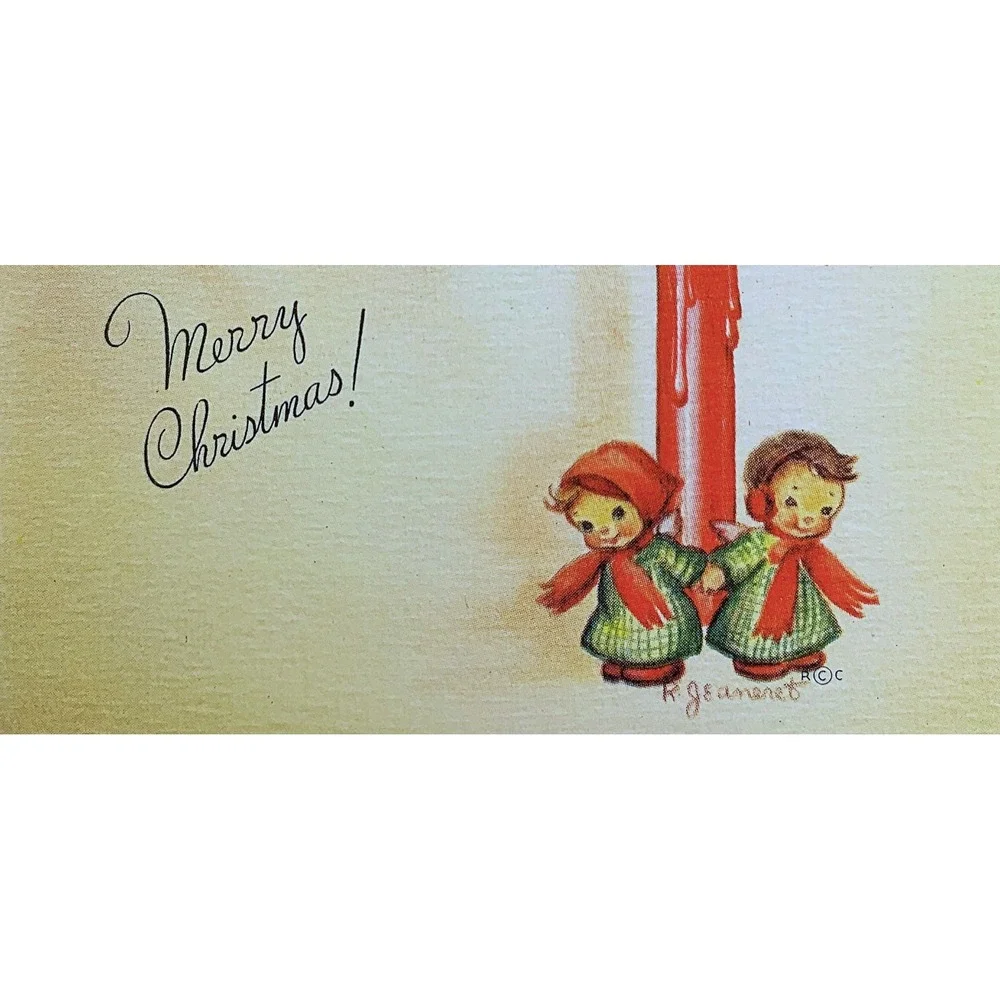 Vintage Season's Greetings Christmas Holiday Card Lot of 4-Unused-USA 1940s-50s